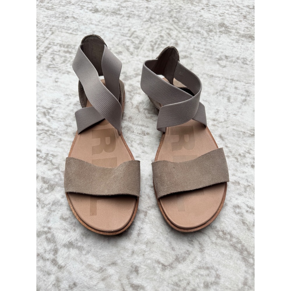 Sorel Ella II Sandal Ash Brown Suede Elastic Strap Womens 7